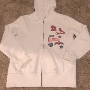 St. Louis Cardinals white hooded zip up sweatshirt Nike brand